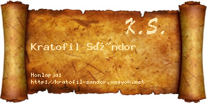 Kratofil Sándor névjegykártya