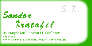 sandor kratofil business card
